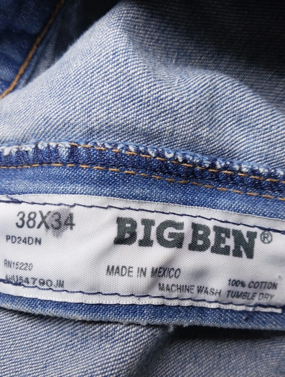 Vintage Big Ben Mens Relaxed Fit Carpenter Work Jeans 36X34 Medium Wash Denim